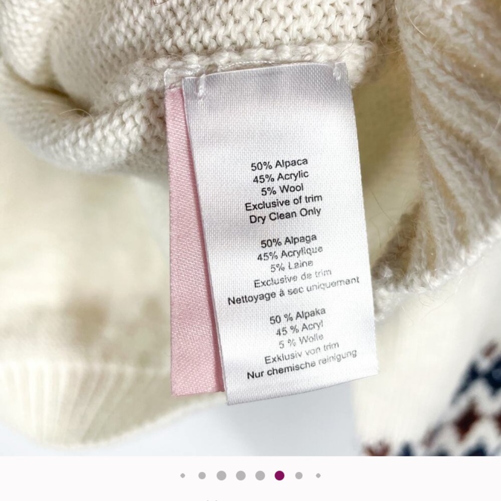 Rachel Antonoff Hot Dog Sweater Cream Fair Isle Pullover Alpaca Wool Medium - Picture 8 of 11